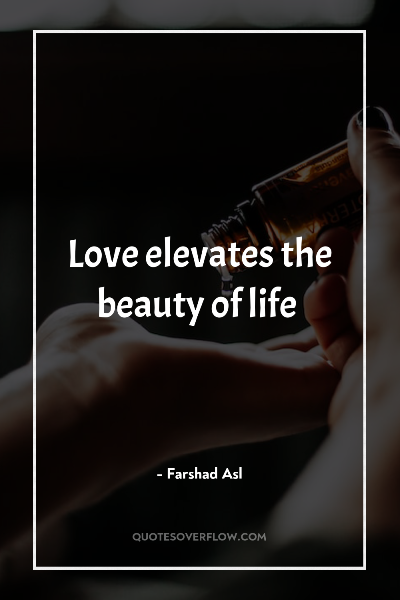 Love elevates the beauty of life 