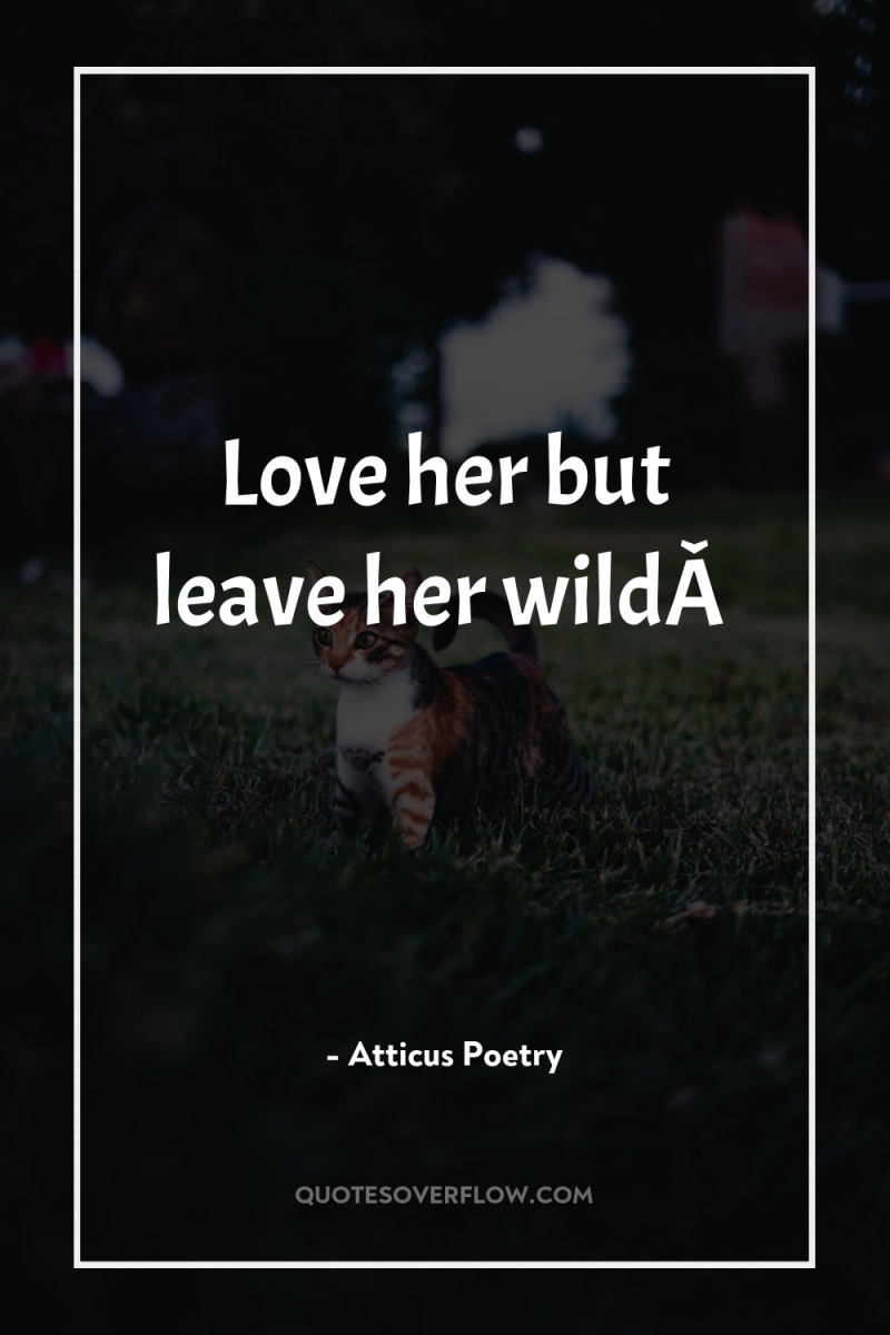 Love her but leave her wildÂ  