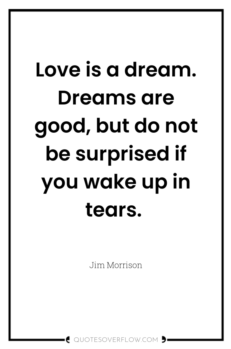 Love is a dream. Dreams are good, but do not...