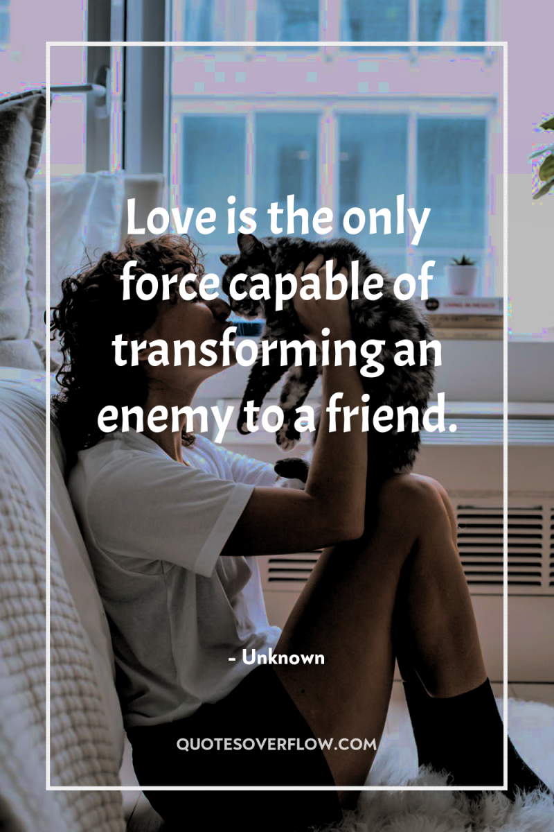 Love is the only force capable of transforming an enemy...