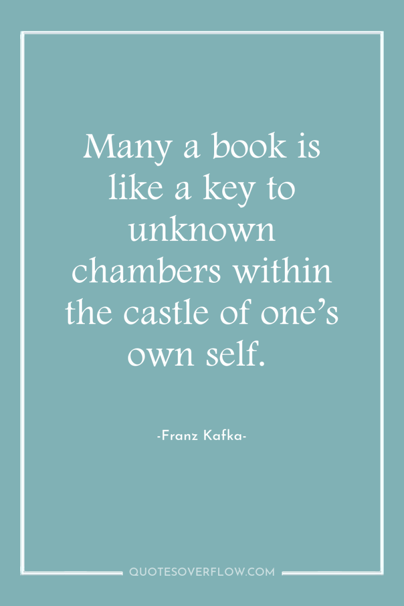 Many a book is like a key to unknown chambers...