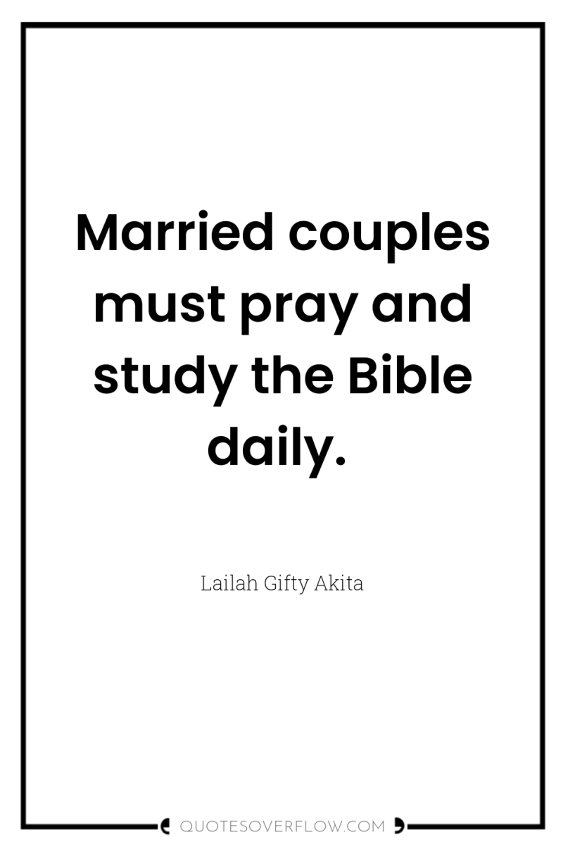 Married couples must pray and study the Bible daily. 