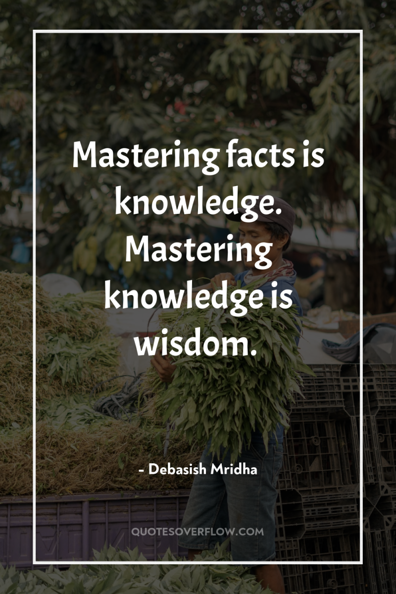 Mastering facts is knowledge. Mastering knowledge is wisdom. 