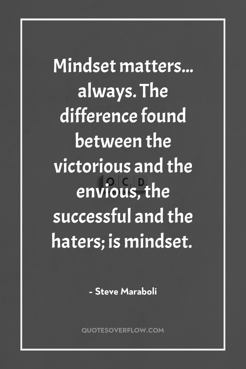 Mindset matters... always. The difference found between the victorious and...