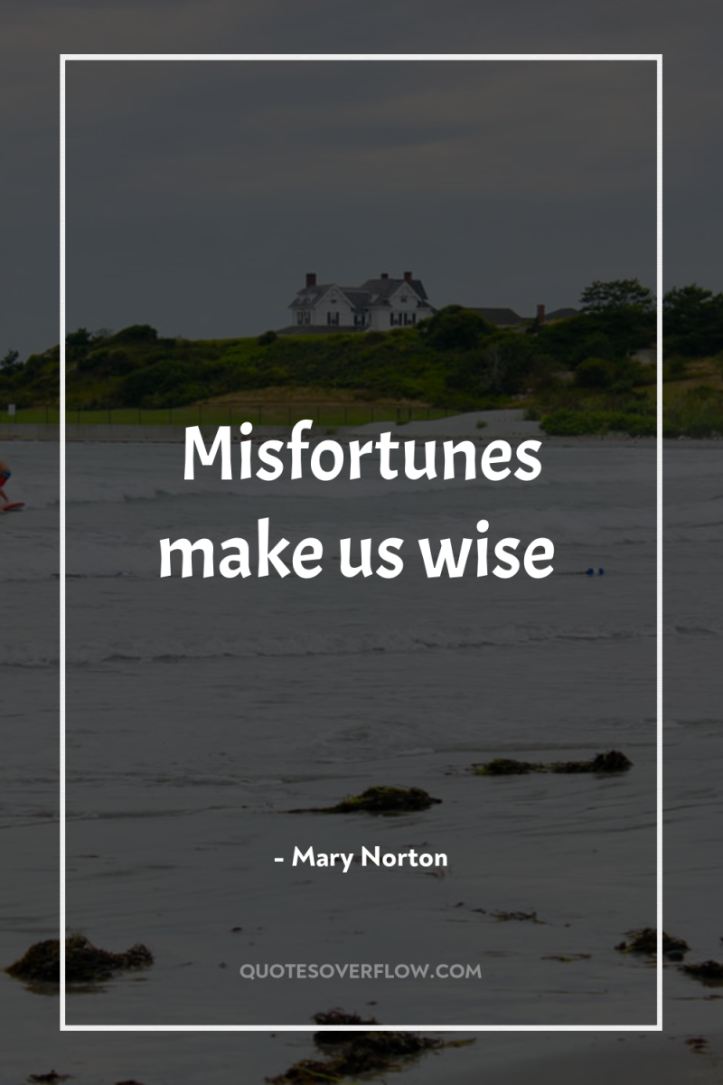 Misfortunes make us wise 