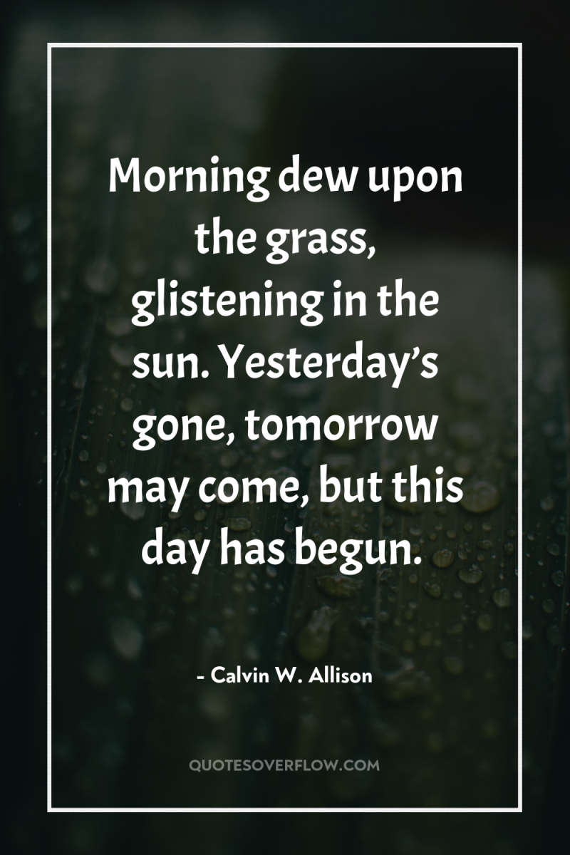 Morning dew upon the grass, glistening in the sun. Yesterday’s...