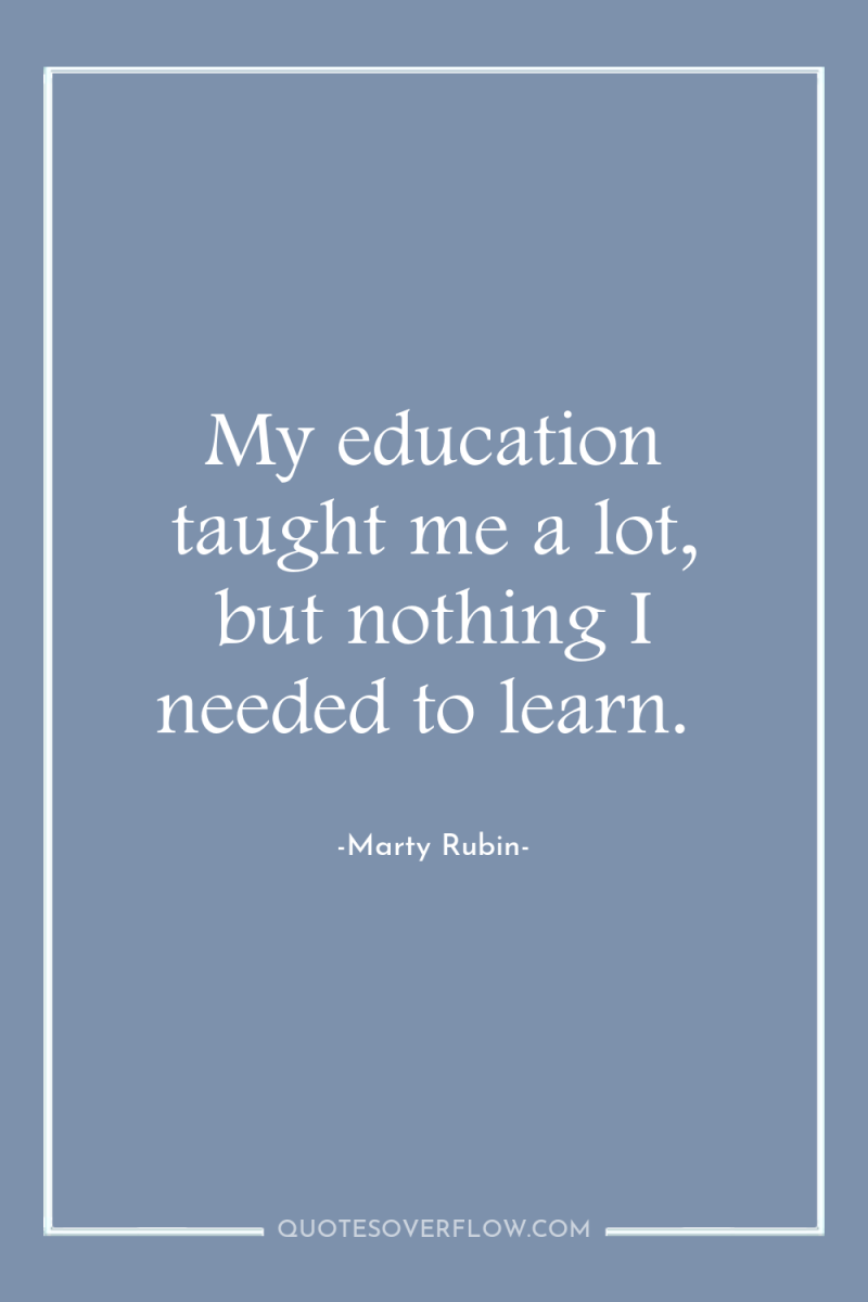 My education taught me a lot, but nothing I needed...