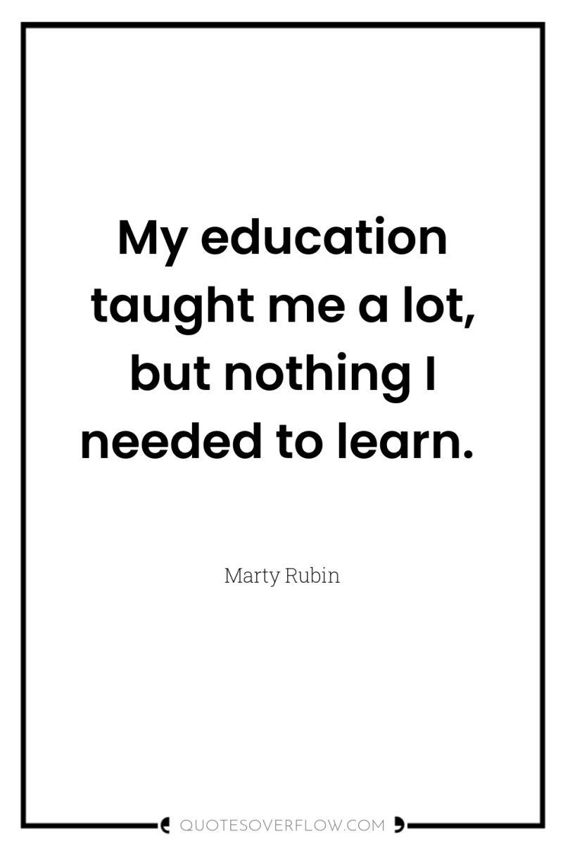 My education taught me a lot, but nothing I needed...