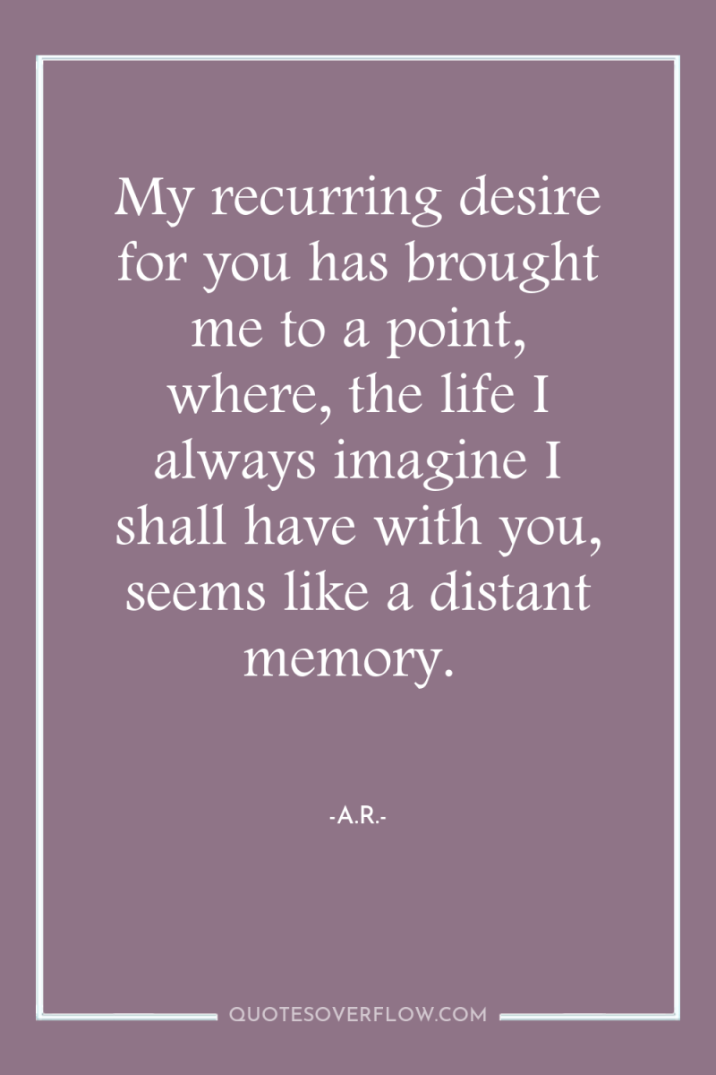 My recurring desire for you has brought me to a...