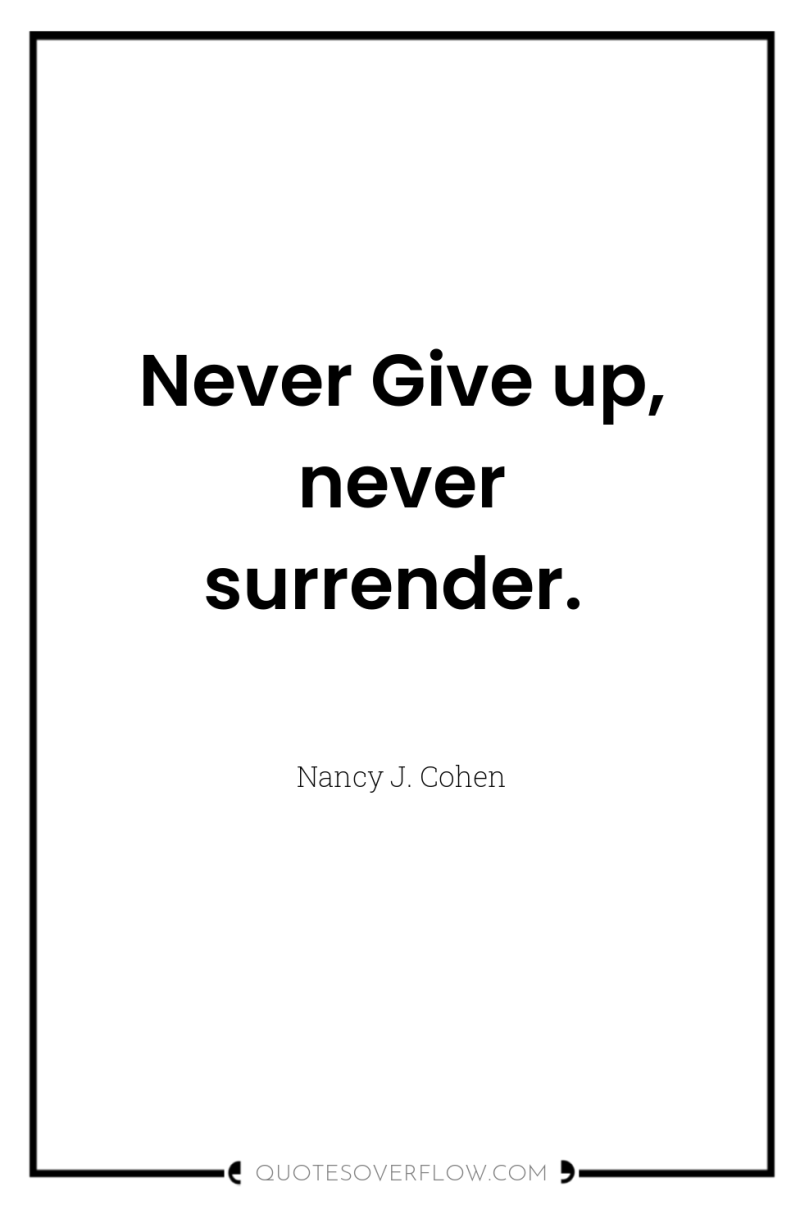 Never Give up, never surrender. 