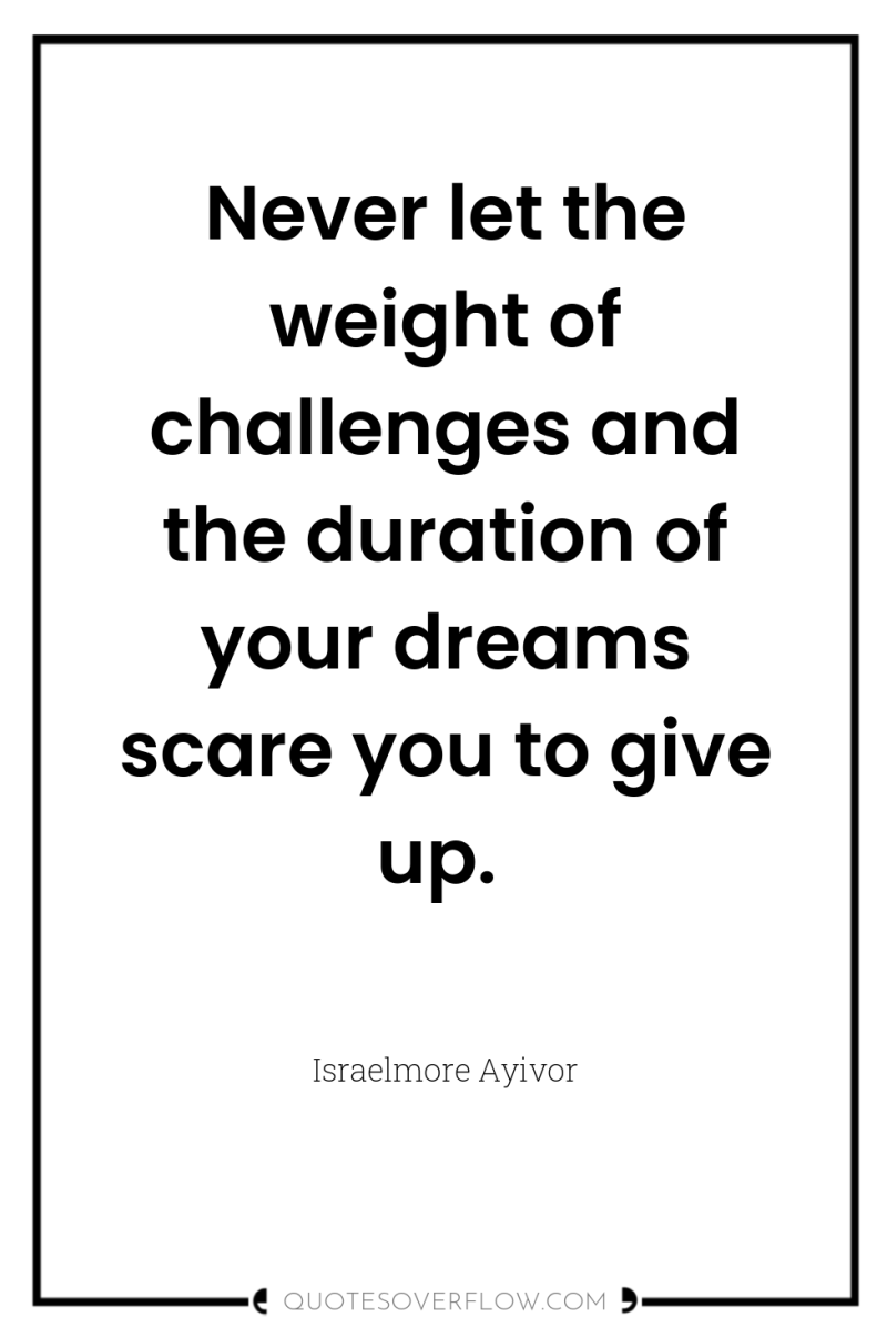 Never let the weight of challenges and the duration of...