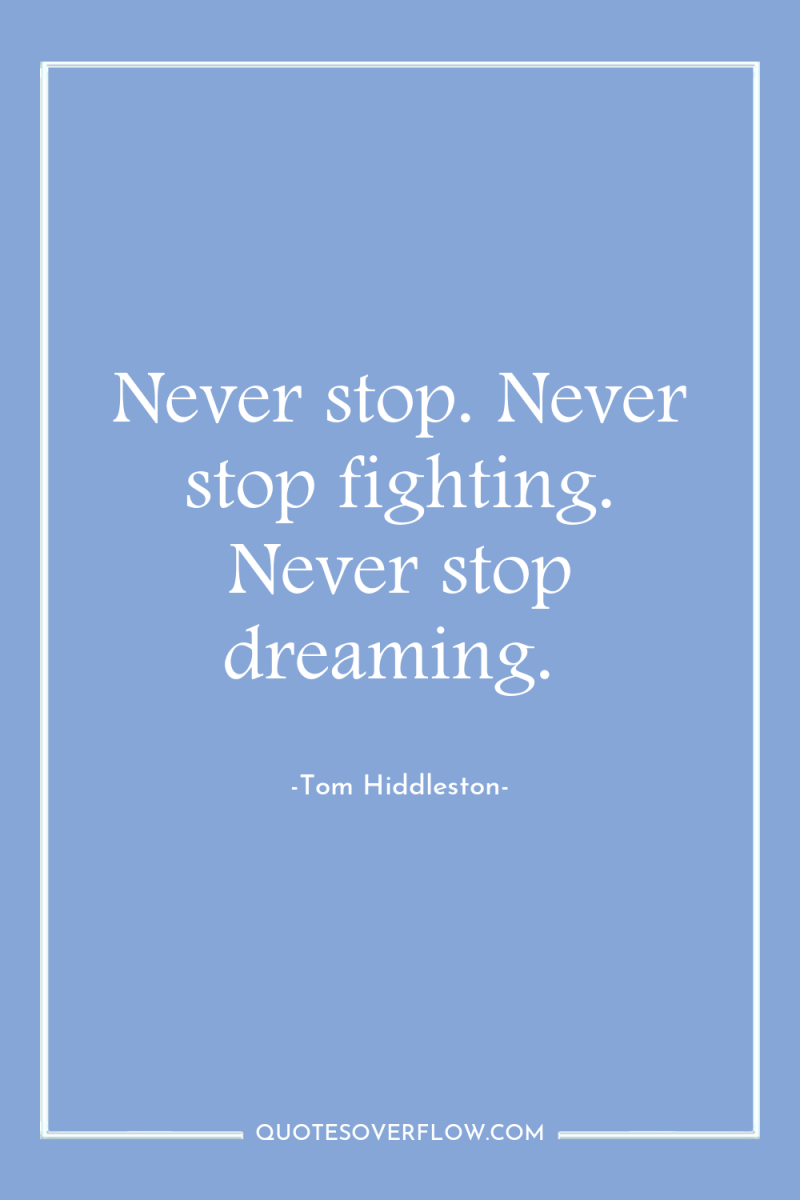 Never stop. Never stop fighting. Never stop dreaming. 