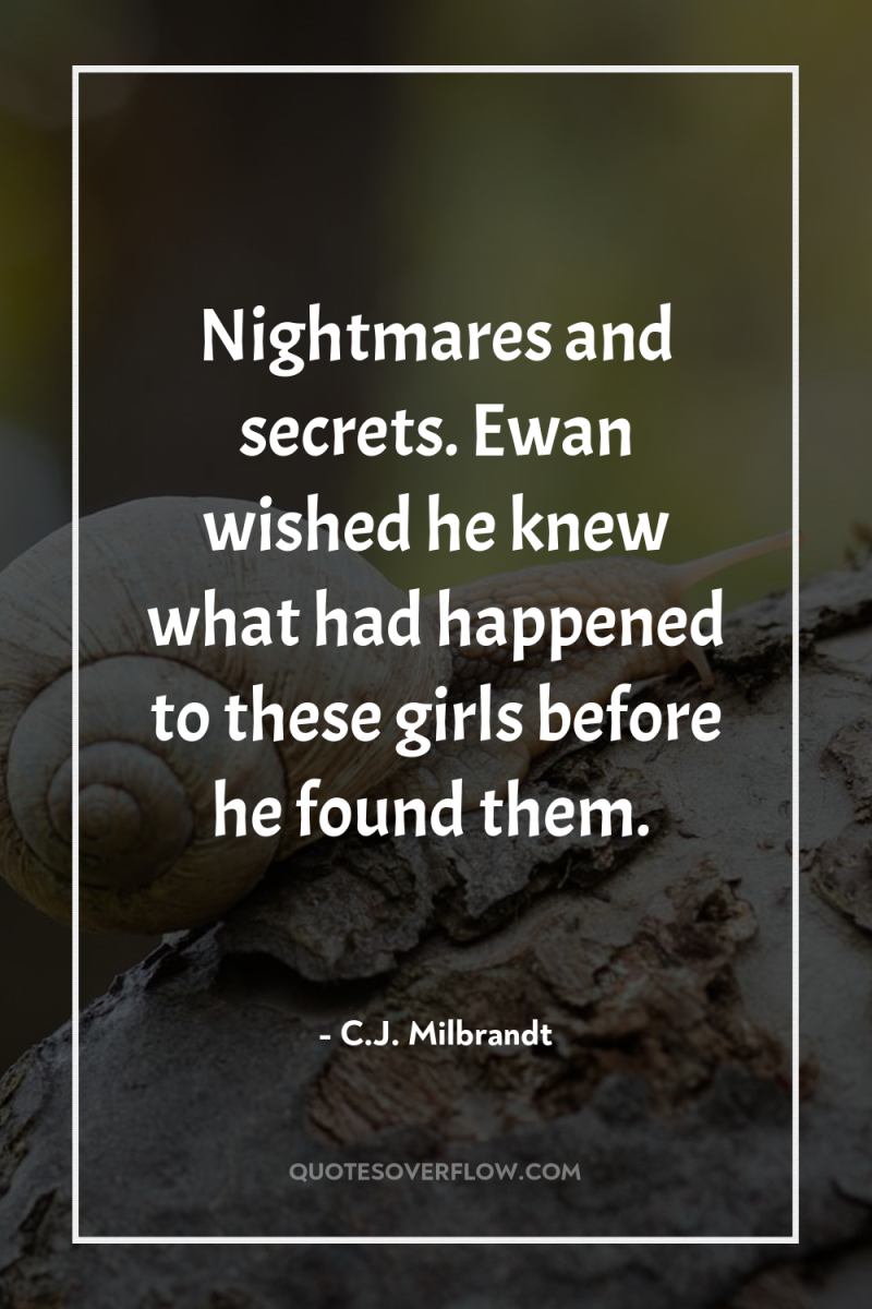 Nightmares and secrets. Ewan wished he knew what had happened...