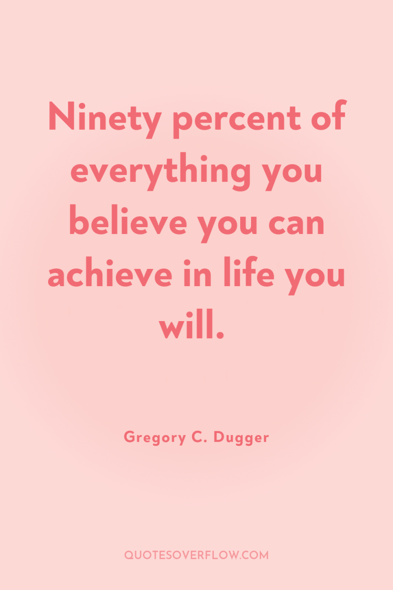 Ninety percent of everything you believe you can achieve in...
