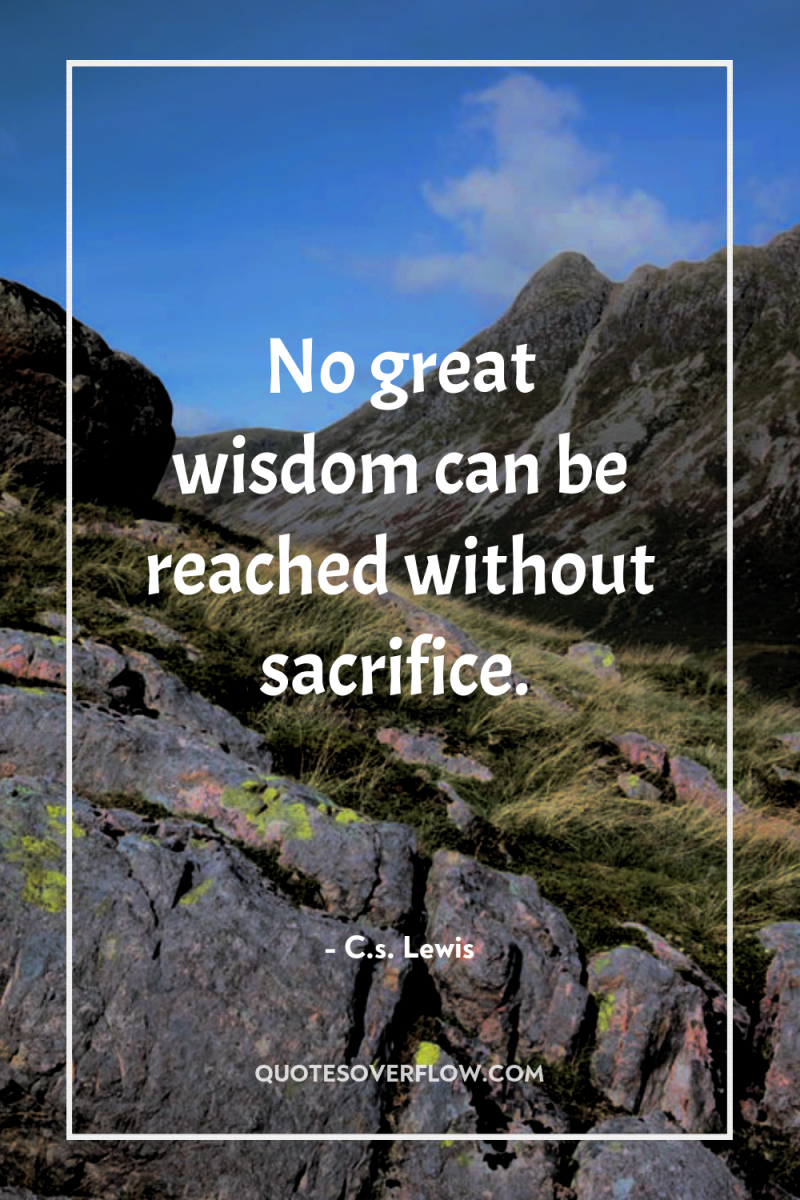 No great wisdom can be reached without sacrifice. 