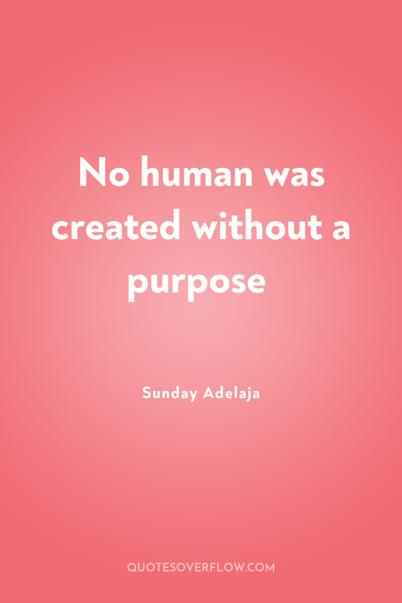 No human was created without a purpose 