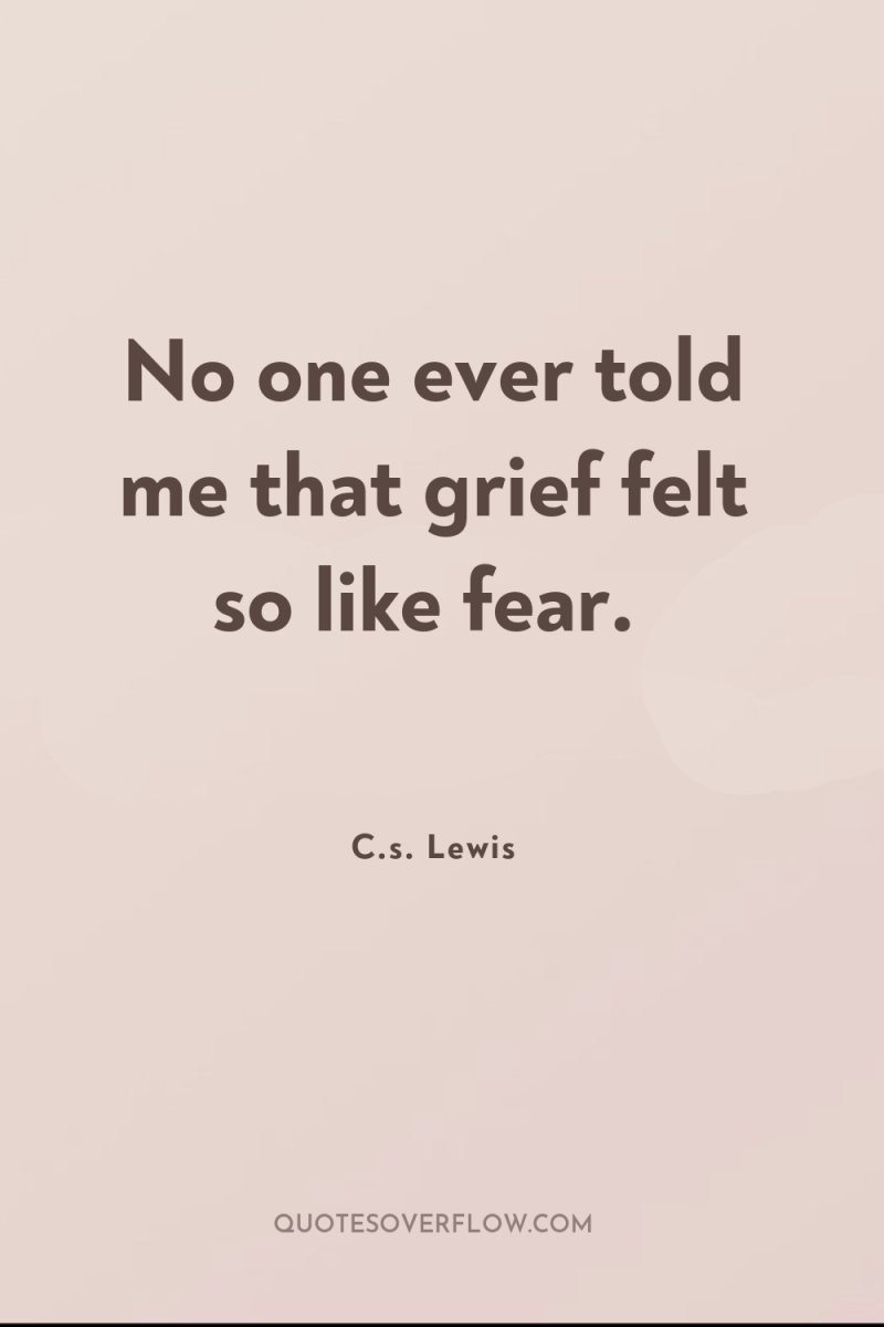 No one ever told me that grief felt so like...
