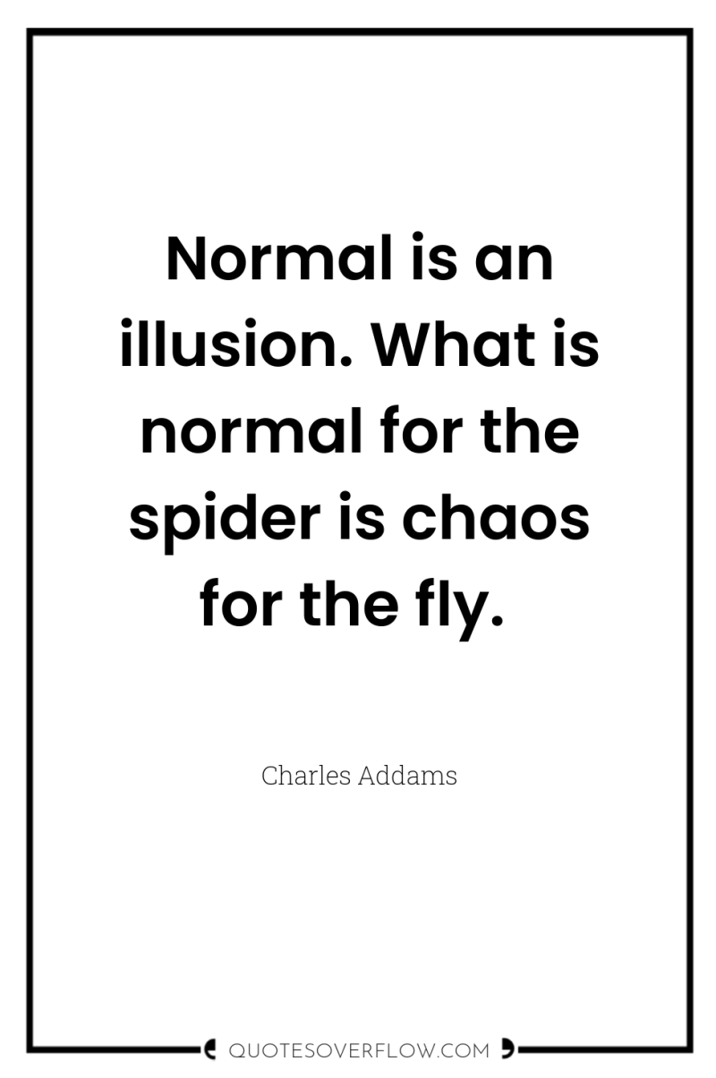 Normal is an illusion. What is normal for the spider...