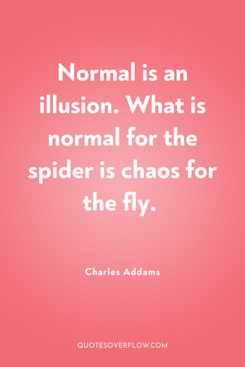 Normal is an illusion. What is normal for the spider...