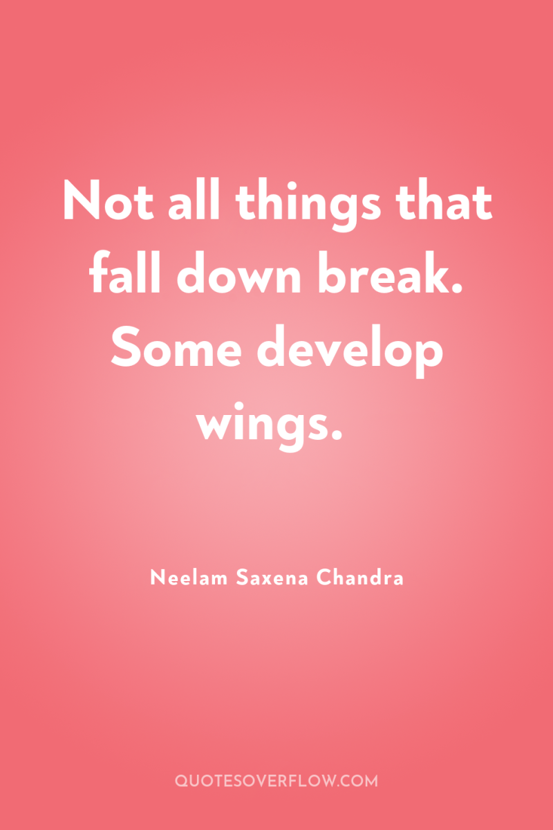 Not all things that fall down break. Some develop wings. 