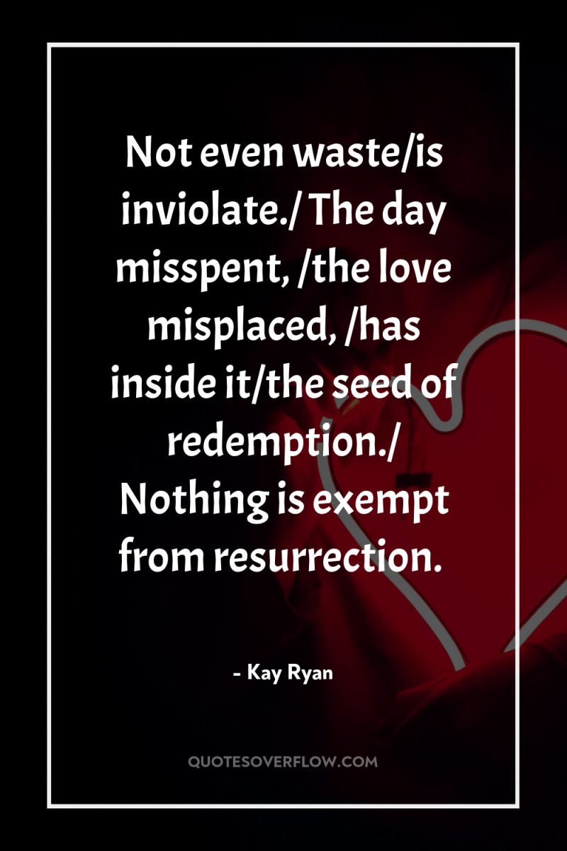 Not even waste/is inviolate./ The day misspent, /the love misplaced,...
