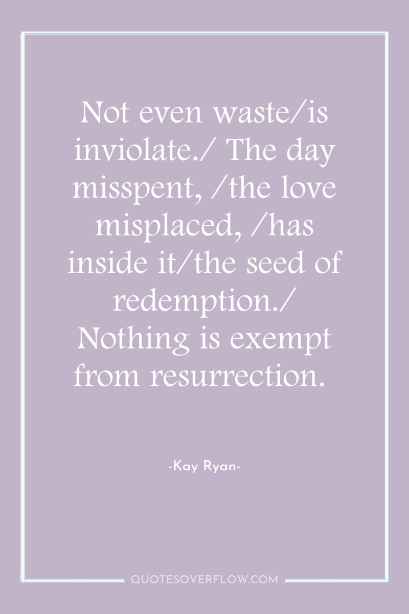 Not even waste/is inviolate./ The day misspent, /the love misplaced,...