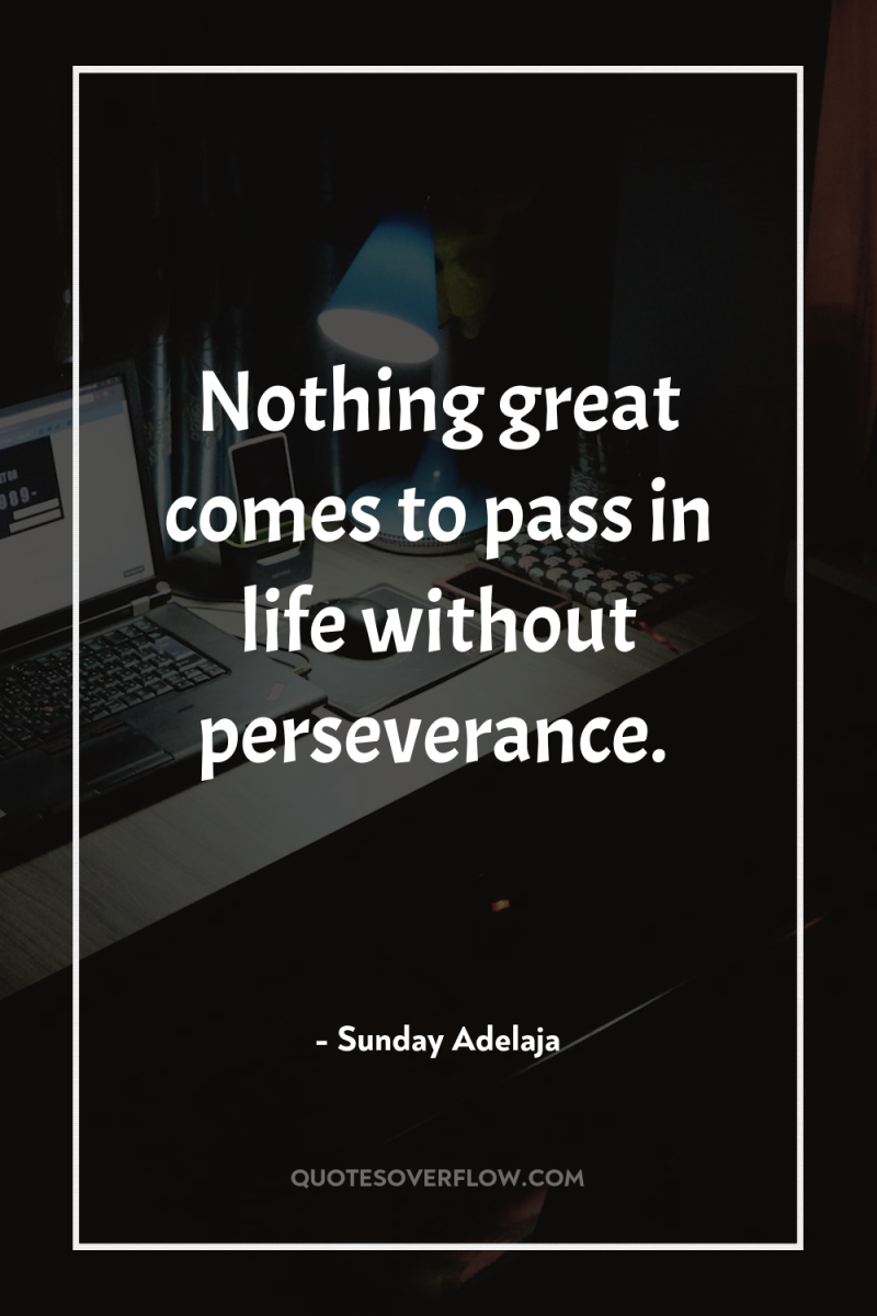Nothing great comes to pass in life without perseverance. 