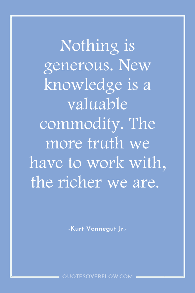 Nothing is generous. New knowledge is a valuable commodity. The...