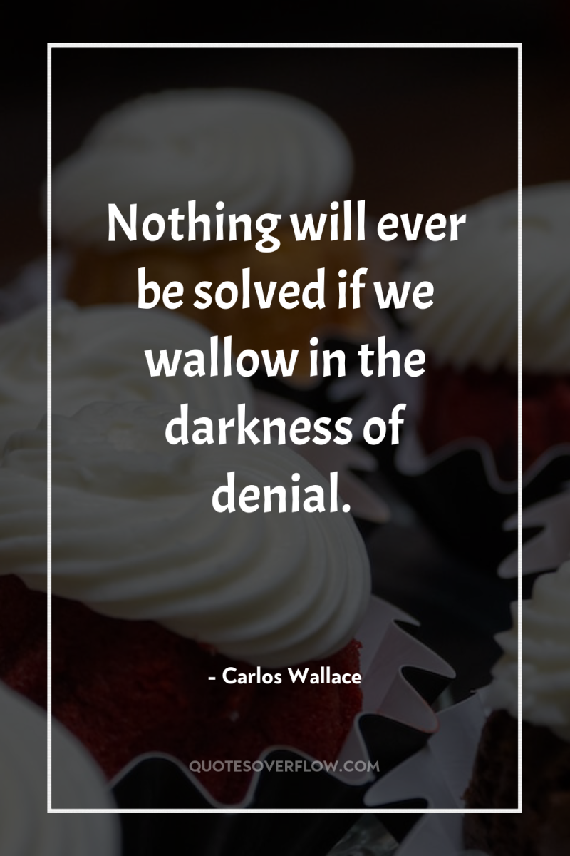 Nothing will ever be solved if we wallow in the...