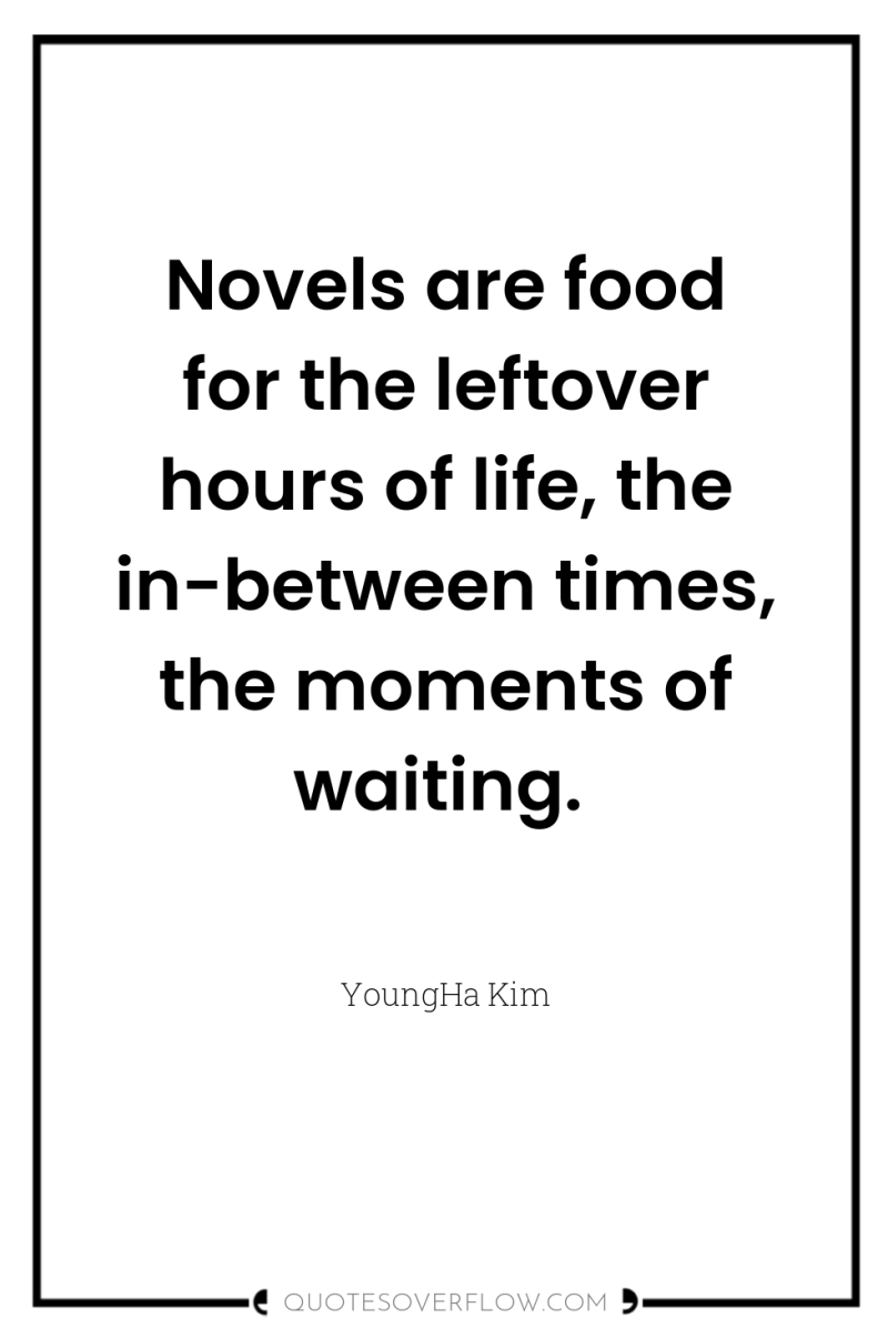 Novels are food for the leftover hours of life, the...
