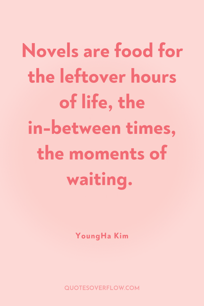 Novels are food for the leftover hours of life, the...