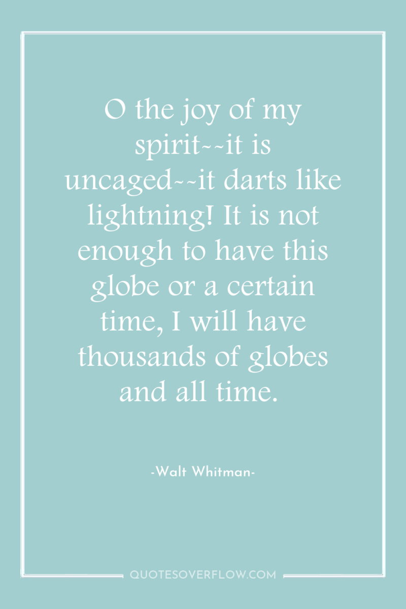 O the joy of my spirit--it is uncaged--it darts like...