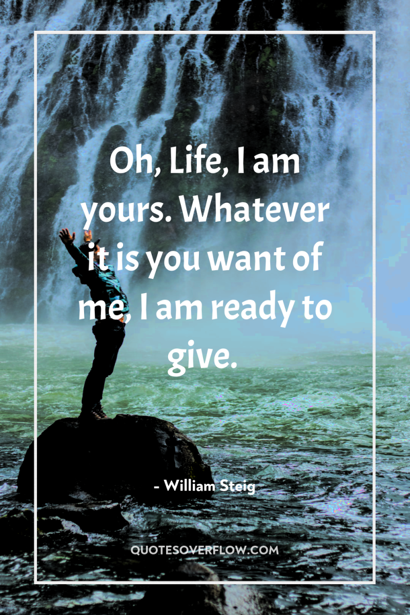 Oh, Life, I am yours. Whatever it is you want...