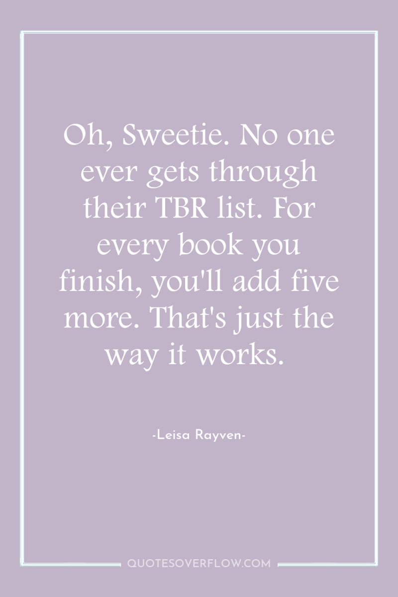 Oh, Sweetie. No one ever gets through their TBR list....