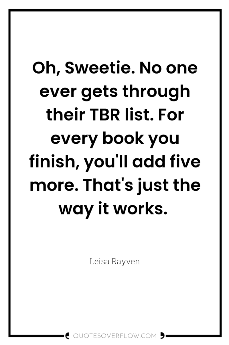 Oh, Sweetie. No one ever gets through their TBR list....