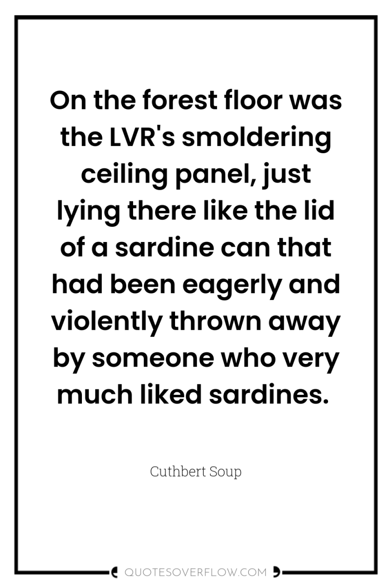 On the forest floor was the LVR's smoldering ceiling panel,...