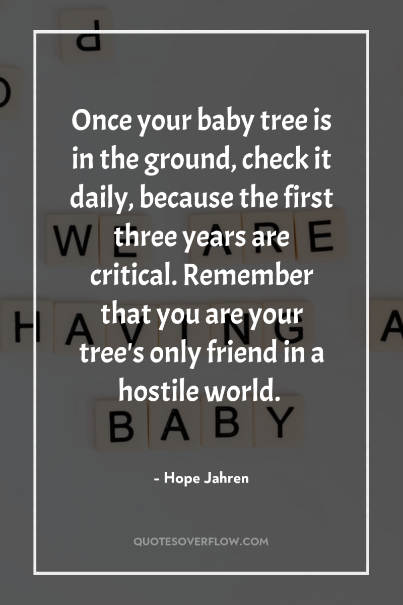 Once your baby tree is in the ground, check it...
