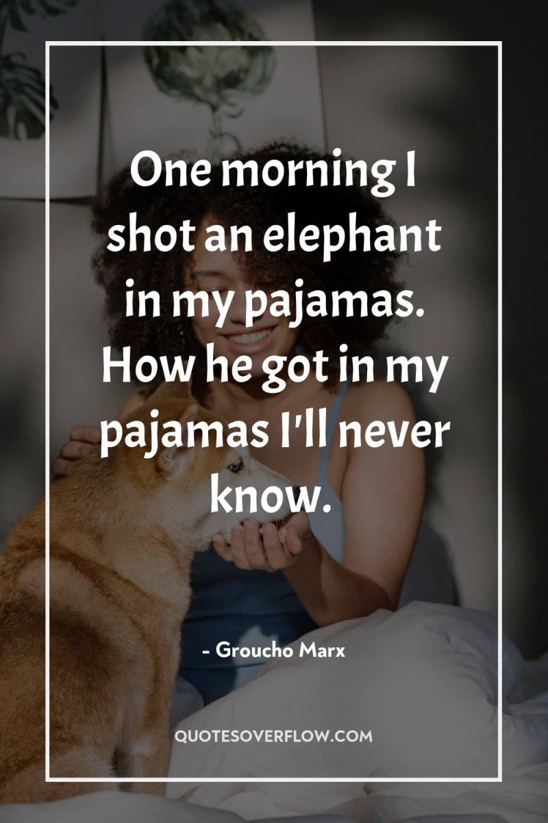 One morning I shot an elephant in my pajamas. How...