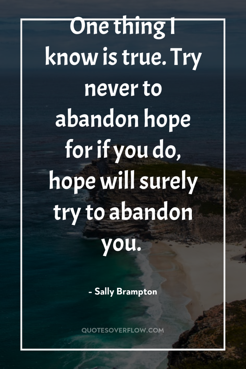 One thing I know is true. Try never to abandon...