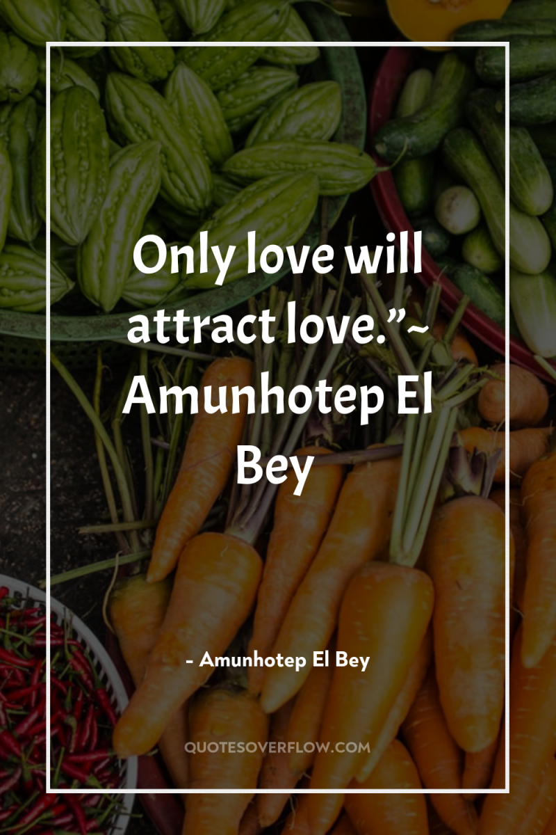 Only love will attract love.”~ Amunhotep El Bey 