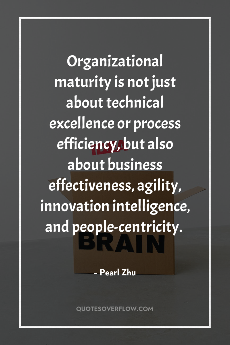 Organizational maturity is not just about technical excellence or process...
