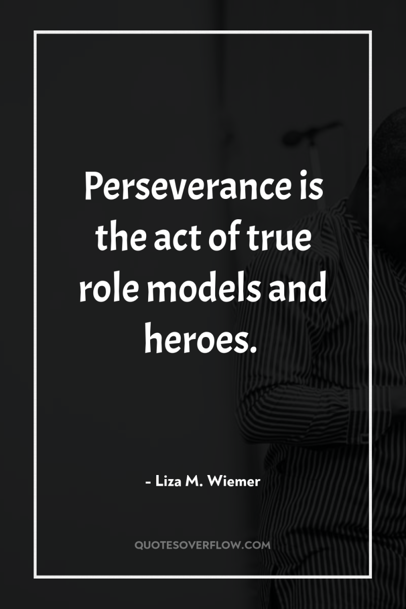 Perseverance is the act of true role models and heroes. 