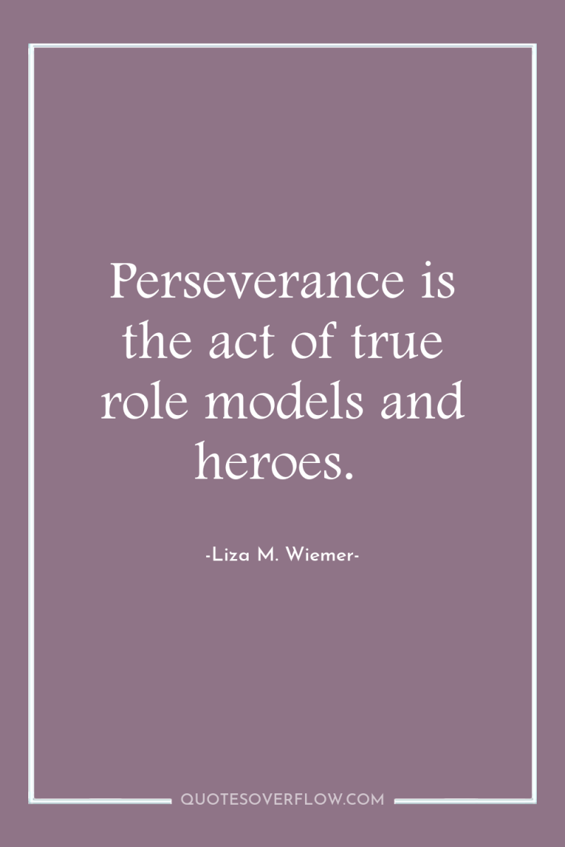 Perseverance is the act of true role models and heroes. 