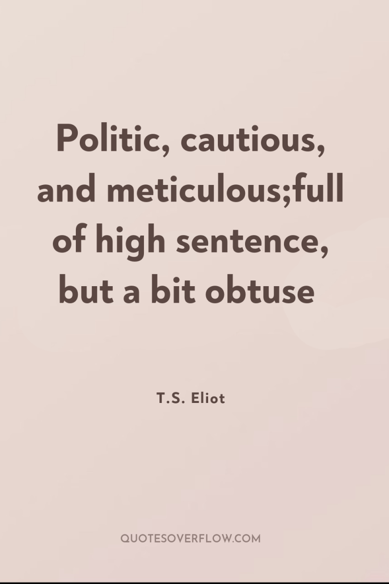Politic, cautious, and meticulous;full of high sentence, but a bit...