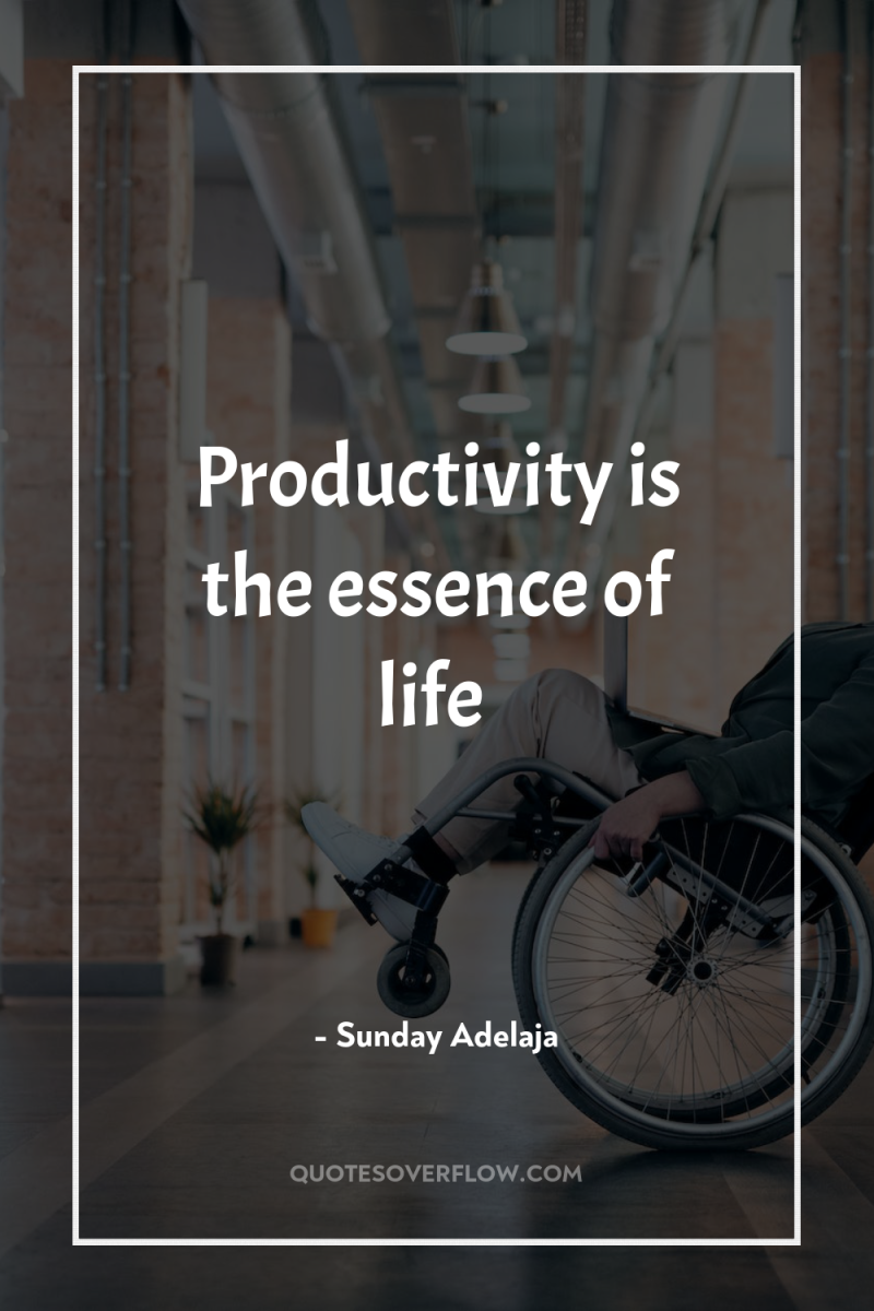 Productivity is the essence of life 