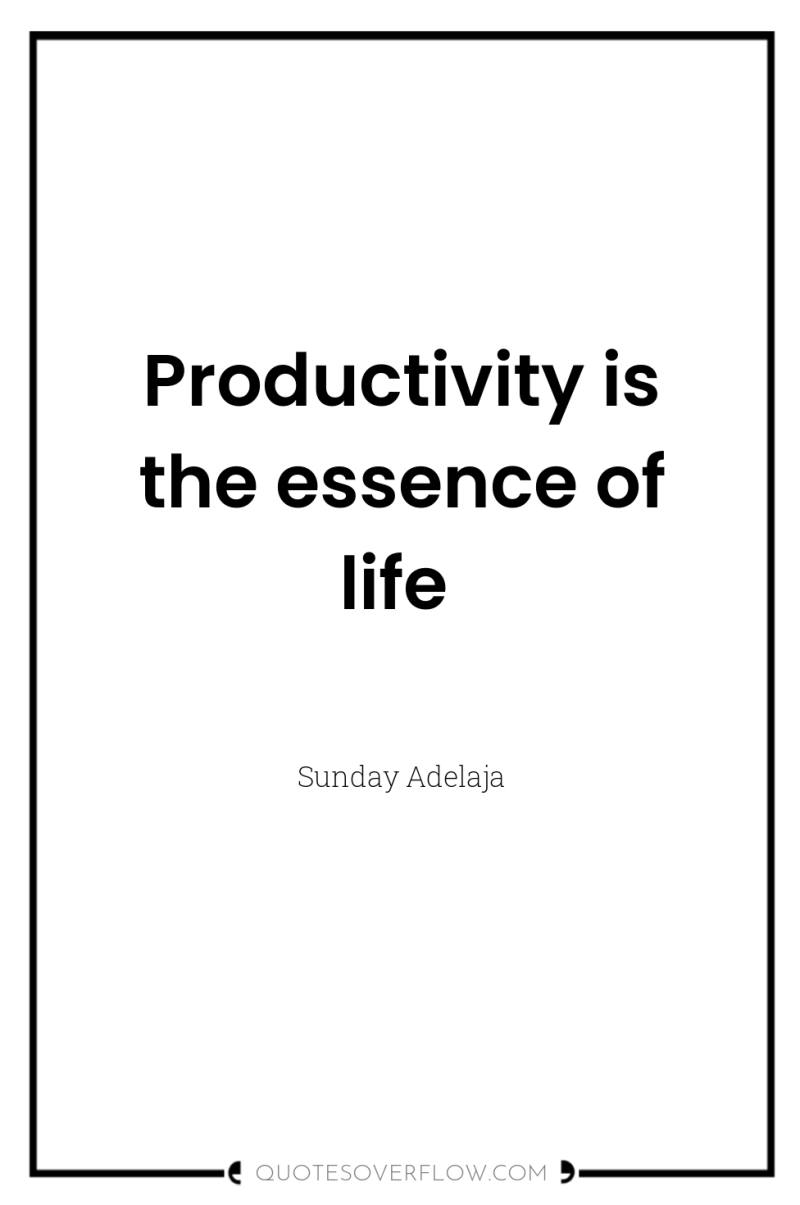 Productivity is the essence of life 