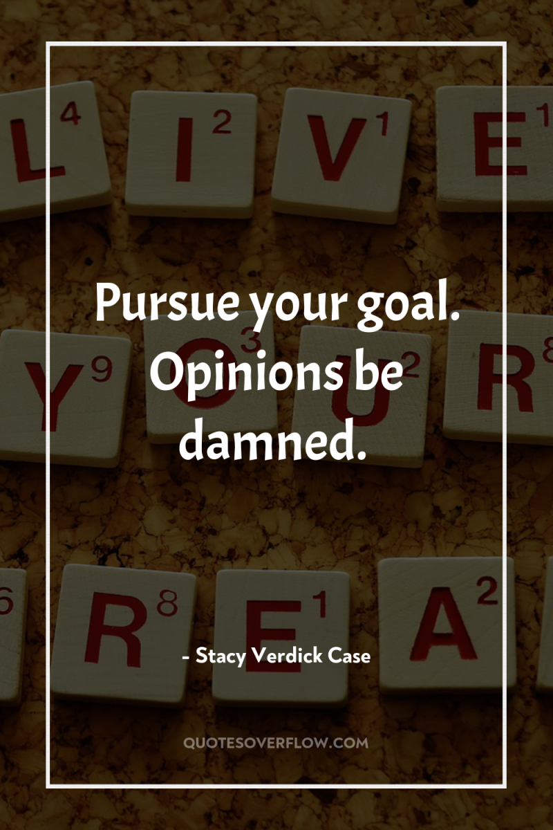 Pursue your goal. Opinions be damned. 