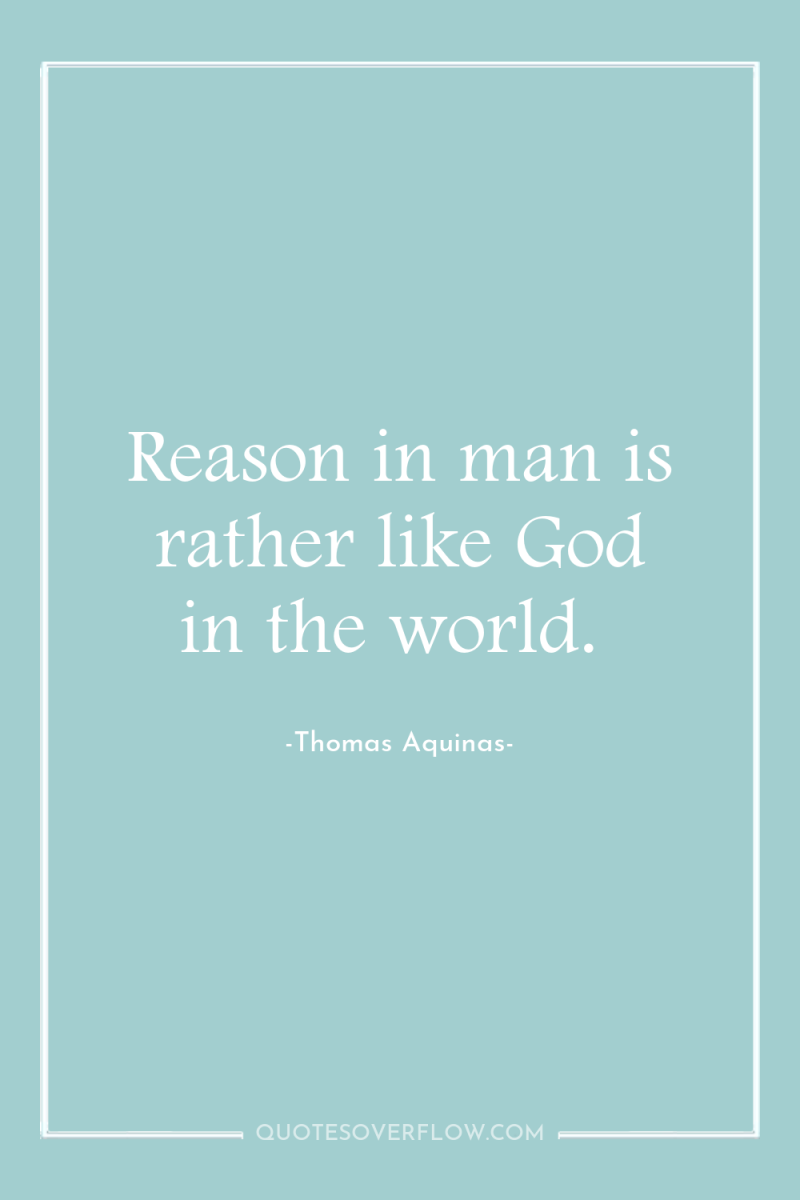 Reason in man is rather like God in the world. 