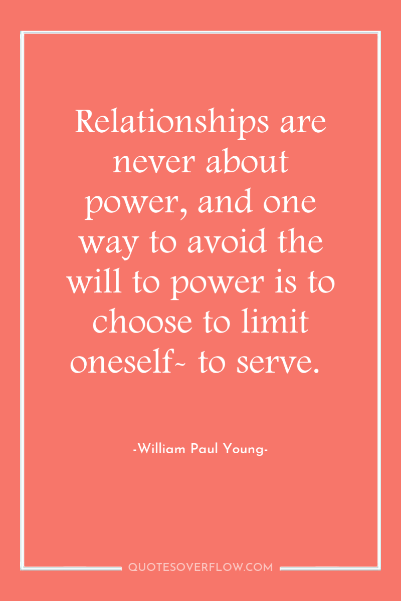 Relationships are never about power, and one way to avoid...