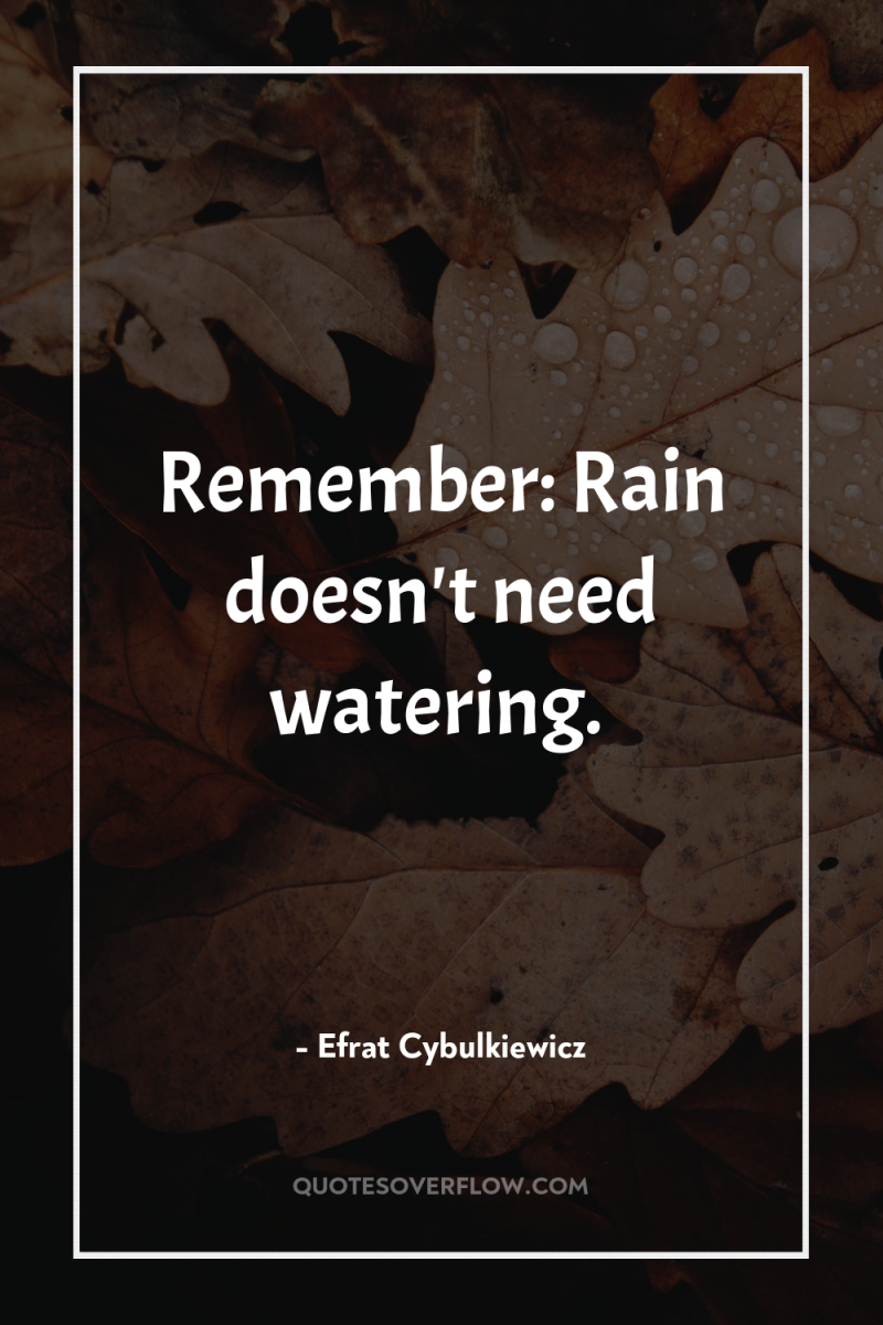 Remember: Rain doesn't need watering. 